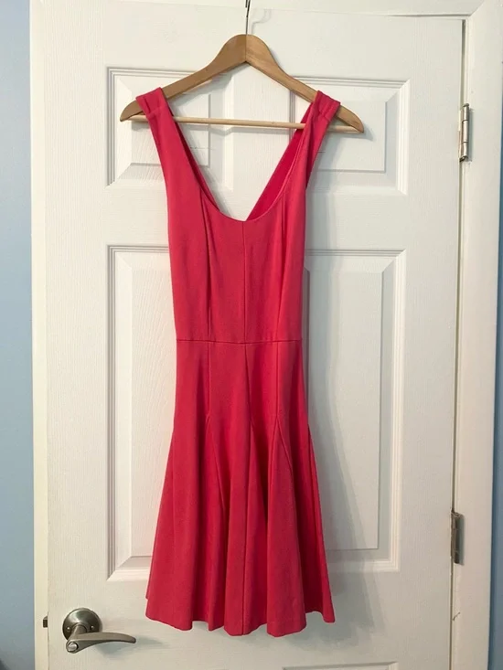 Banana Republic Ponte Skater Dress Fit Flare Women 4 Criss Cross Back Pink - Picture 2 of 4
